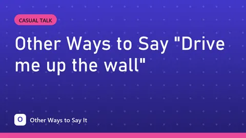 Other Ways to Say "Drive me up the wall"