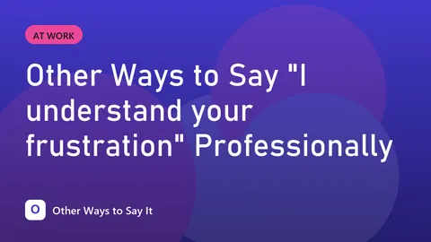 Other Ways to Say "I understand your frustration" Professionally